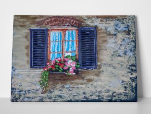 Πίνακας PASTEL BEAUTIFUL WINDOW IN FLOWERS