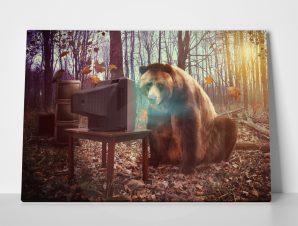Πίνακας WILD BEAR WATCHING TV