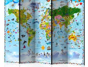 Διαχωριστικό με 5 τμήματα – World Map for Kids II [Room Dividers] 225×172