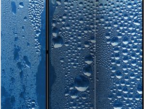 Διαχωριστικό με 3 τμήματα – Water drops on blue glass [Room Dividers]