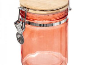 Βάζο Γυάλινο Με Ξύλινο Καπάκι Ροζ 750ml 5five